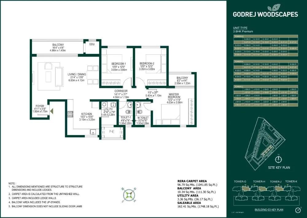 Godrej Woodscapes 2 BHK floor plan, about 1,748 sq ft