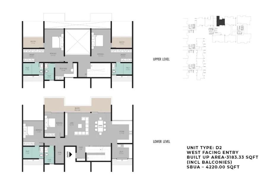 ELV High Garden 4 BHK floor plan, about 4,220 sq ft