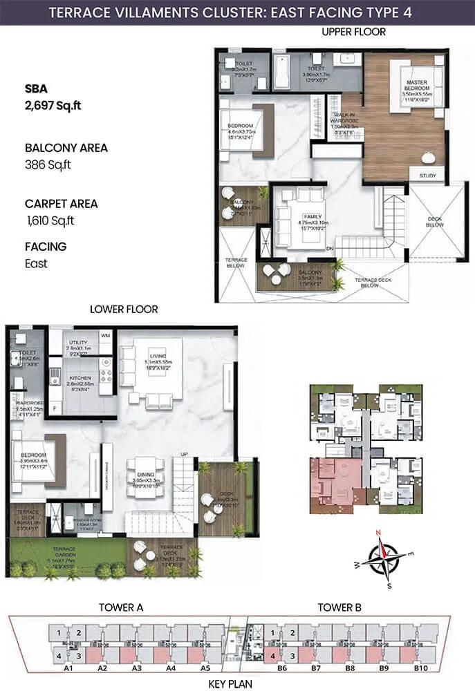 SBR Earth and Sky 3 BHK floor plan, about 2,697 sq ft