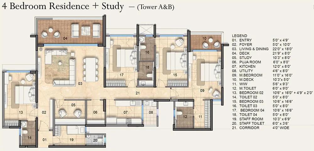 Lodha Haven Apartments 4 BHK floor plan