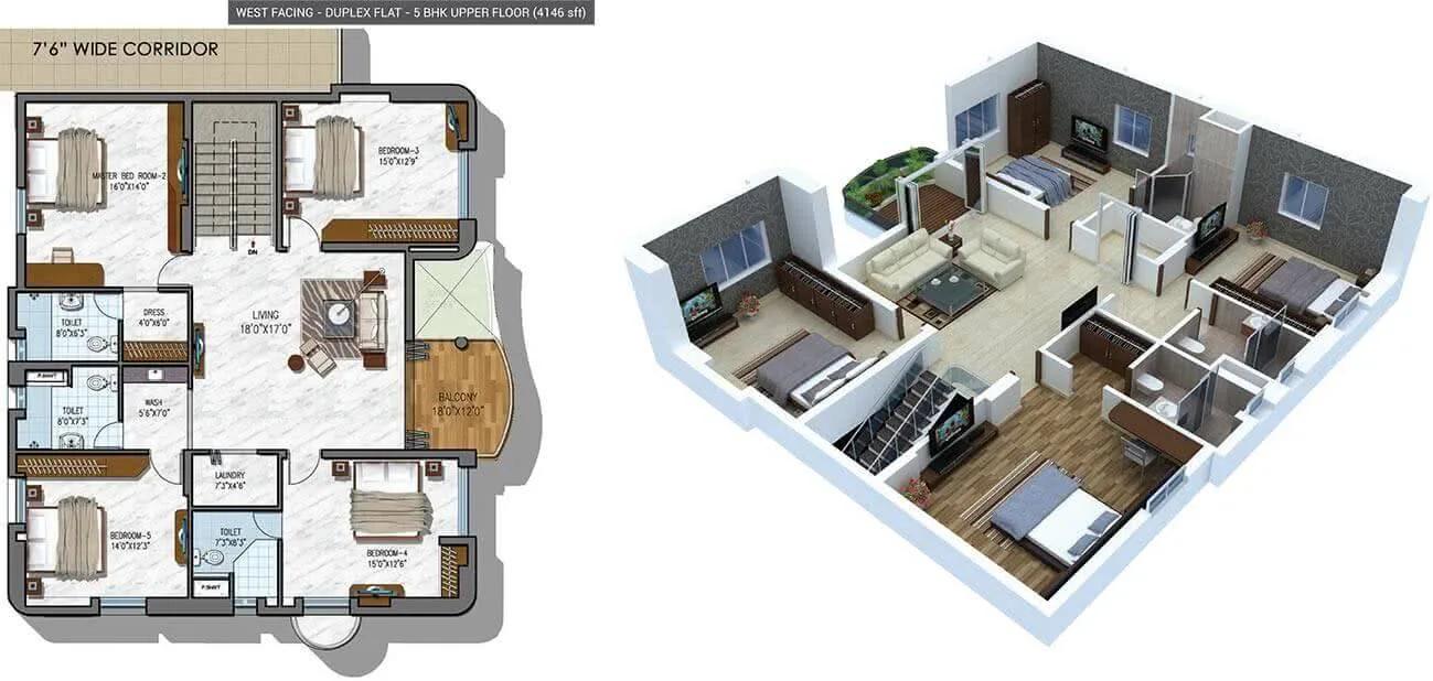 NCC Urban Gardenia 5 BHK floor plan, about 4,146 sq ft