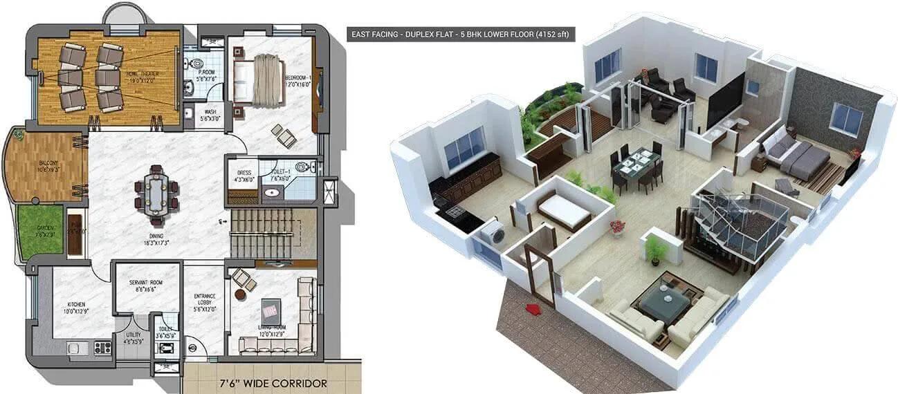 NCC Urban Gardenia 5 BHK floor plan, about 4,152 sq ft