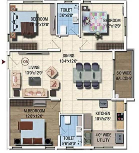 Salarpuria Sattva Magnus 2.5 BHK floor plan, about 1,495 sq ft
