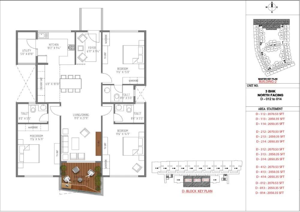 JRC Wild Woods 3 BHK floor plan, about 2,050 sq ft