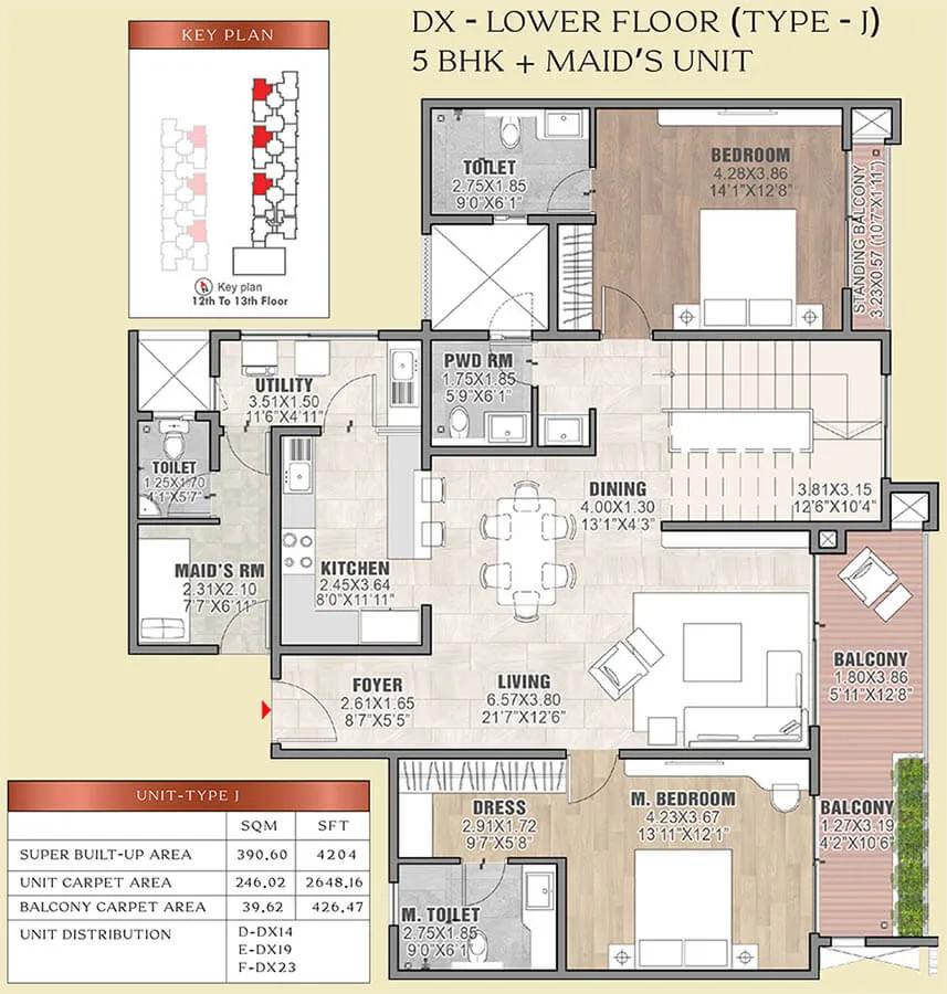 Brigade Insignia 5 BHK floor plan, about 4,204 sq ft