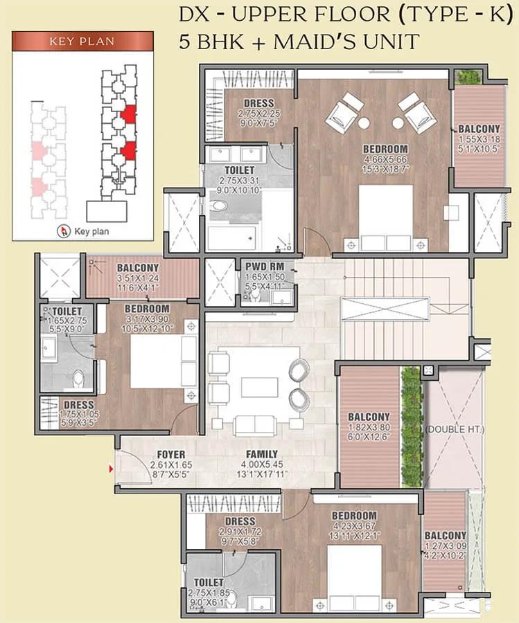 Brigade Insignia 5 BHK floor plan, about 4,895 sq ft