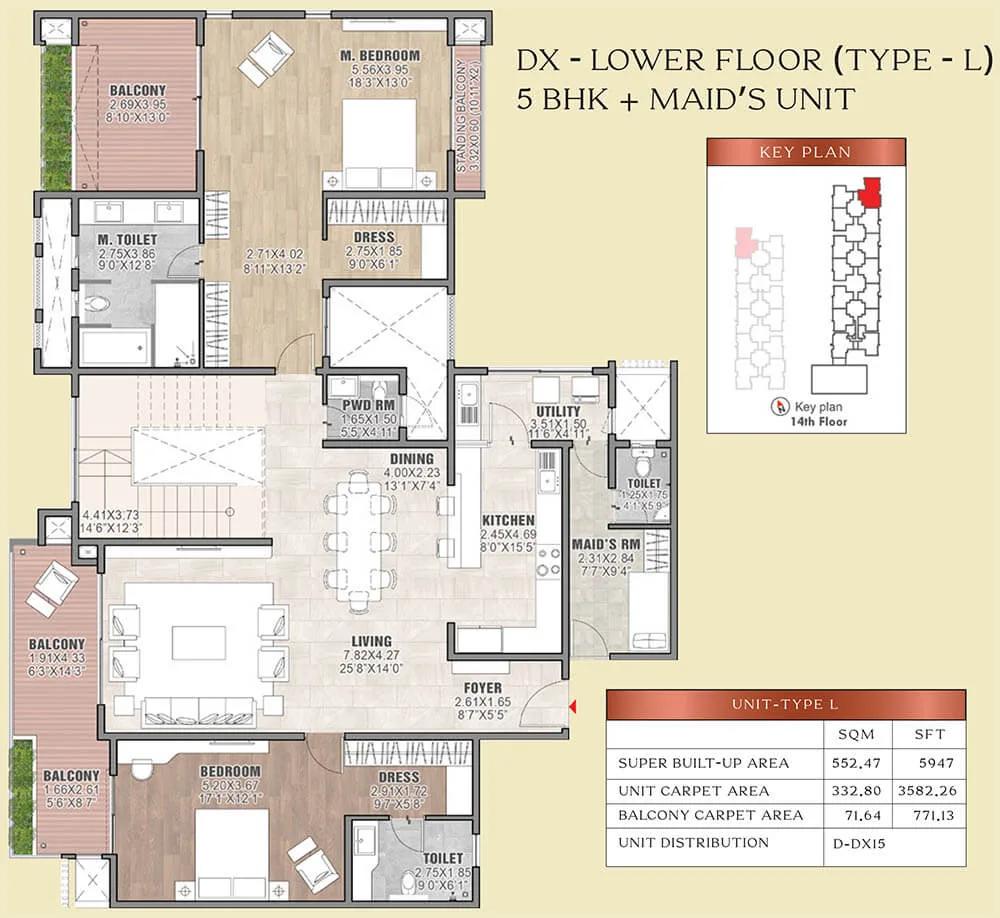Brigade Insignia 5 BHK floor plan, about 5,947 sq ft