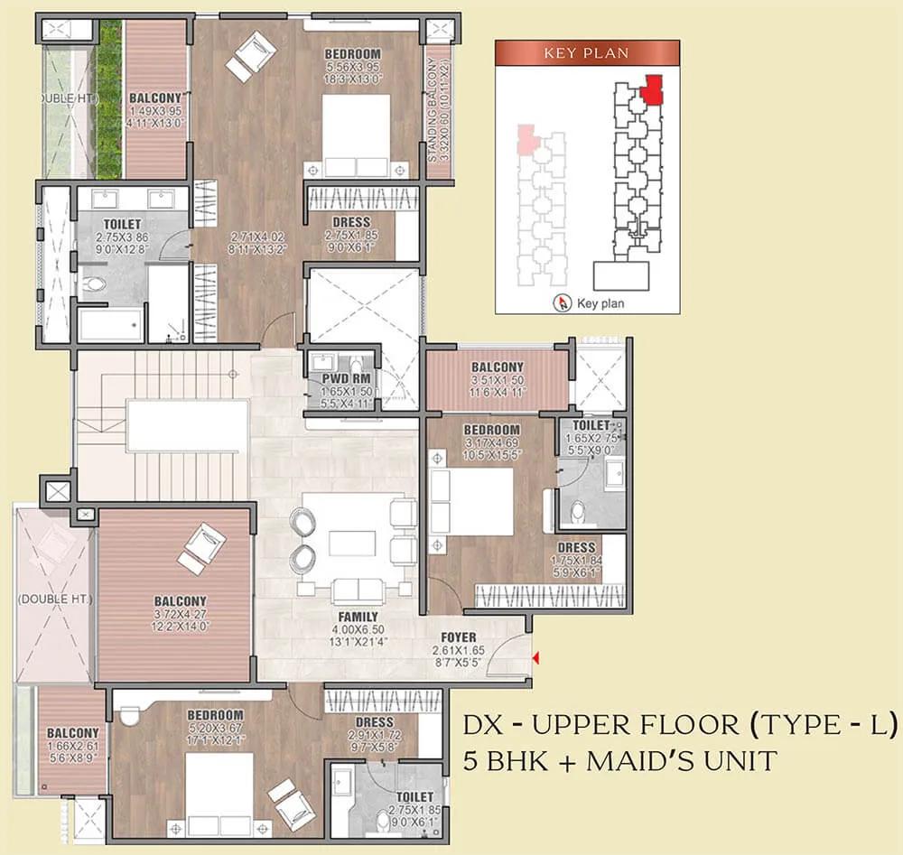 Brigade Insignia 5 BHK floor plan, about 5,947 sq ft