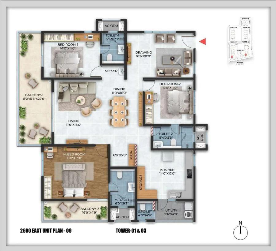 Cybercity Stone Ridge 3 BHK floor plan, about 2,600 sq ft