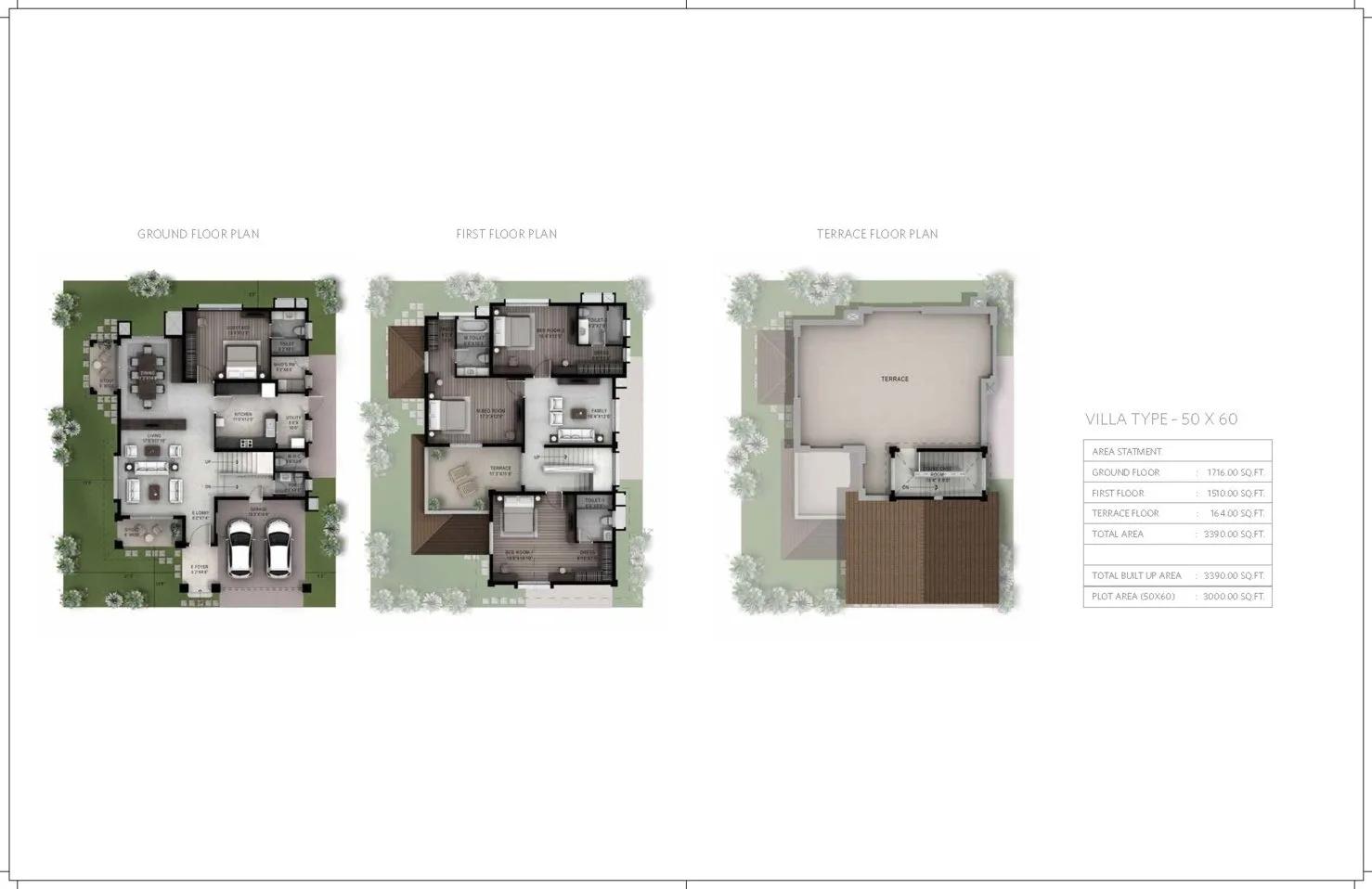 Hiranandani Villas 3 BHK floor plan, about 3,000 sq ft