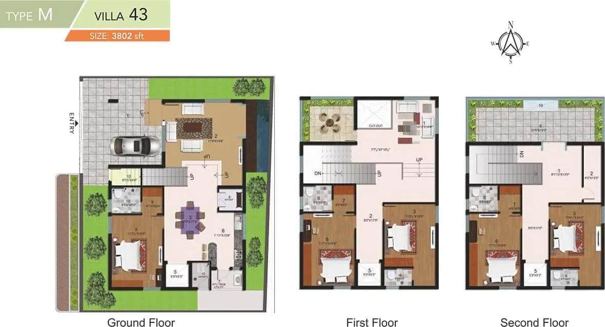 Halcyon Homes Villas 5 BHK floor plan, about 3,802 sq ft