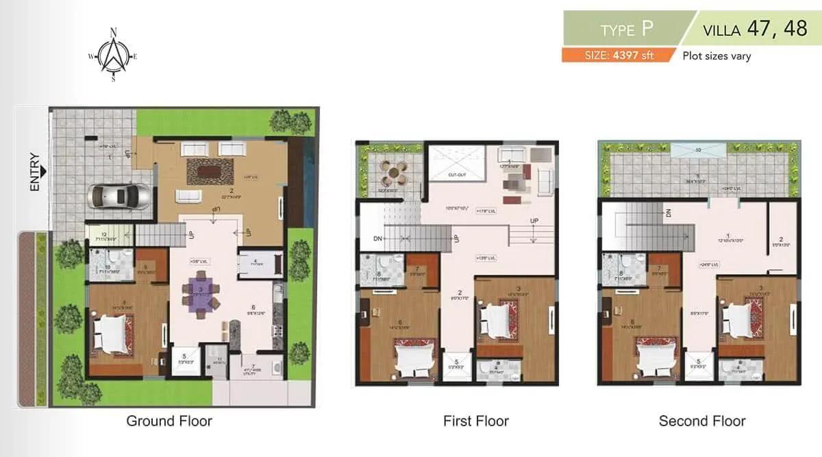 Halcyon Homes Villas 5 BHK floor plan, about 4,397 sq ft