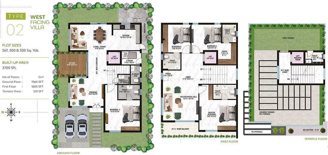 IRA The Square Villas 4 BHK floor plan, about 3,700 sq ft