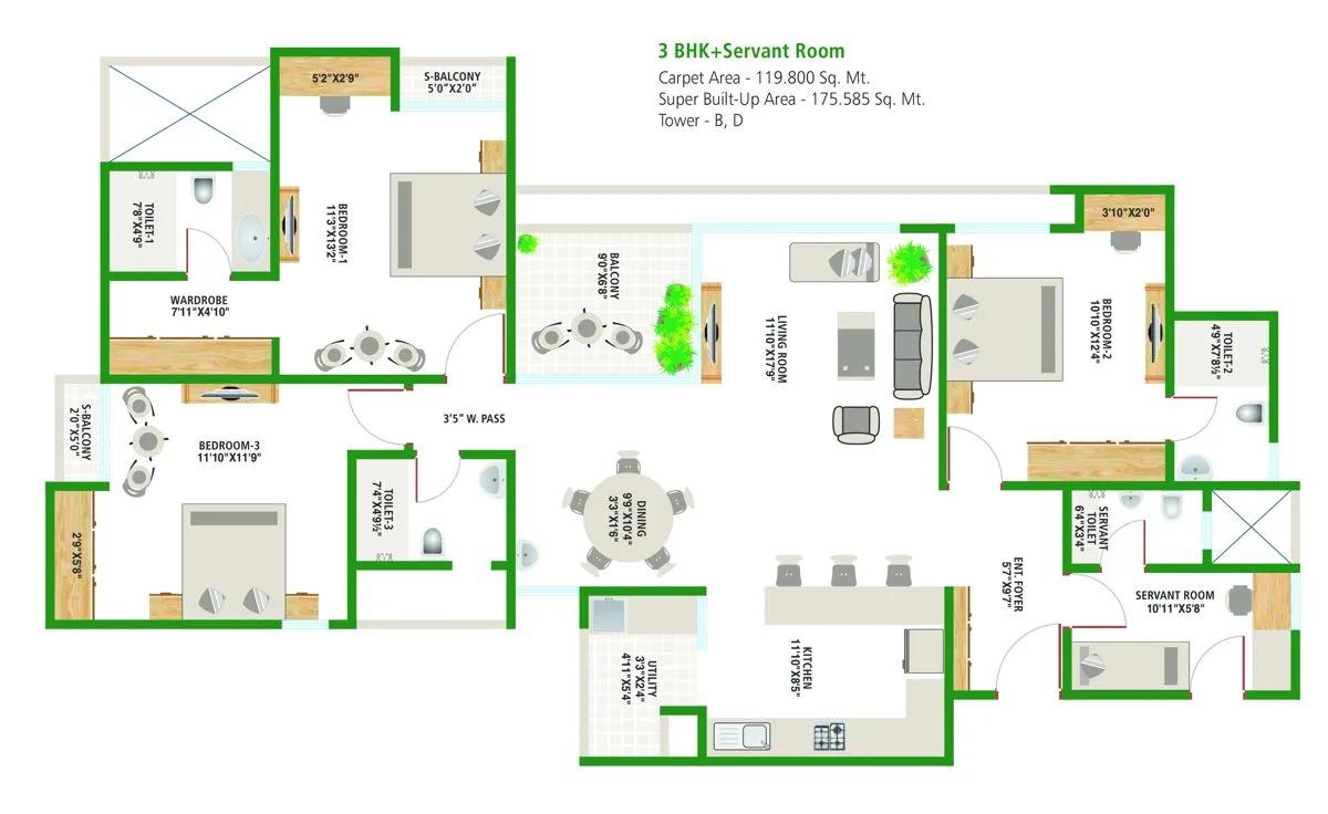 Alembic Urban Forest 3.5 BHK floor plan