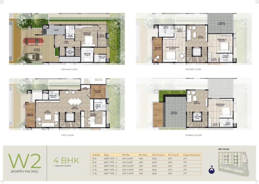 NCC Urban Retreat Villas 4 BHK floor plan, about 3,417 sq ft