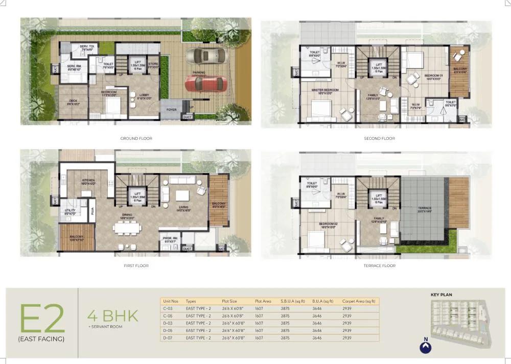 NCC Urban Retreat Villas 4 BHK floor plan, about 3,646 sq ft