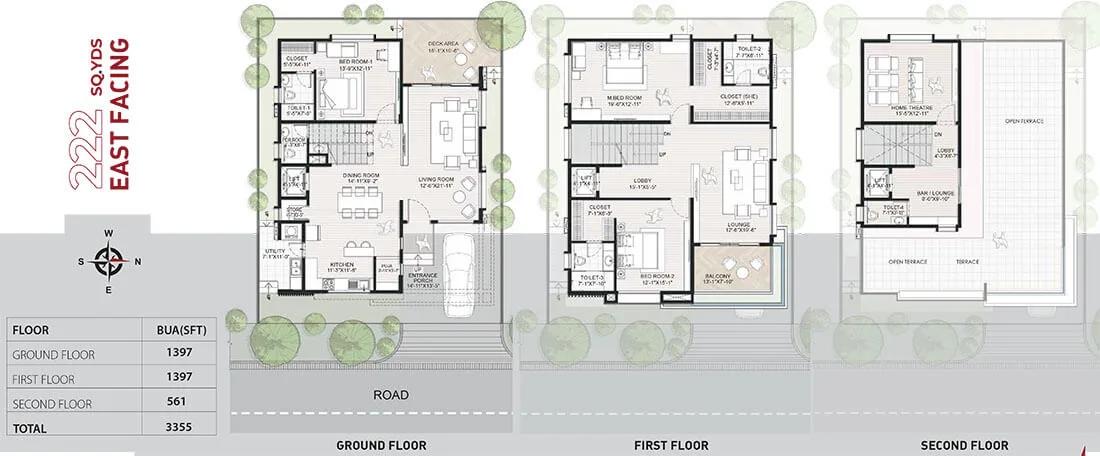 Maytri Ambhuja Villas 3 BHK floor plan, about 3,355 sq ft