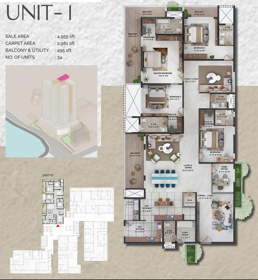 Prestige Vaishnaoi Rainbow Waters floor plan, about 5,449 sq ft