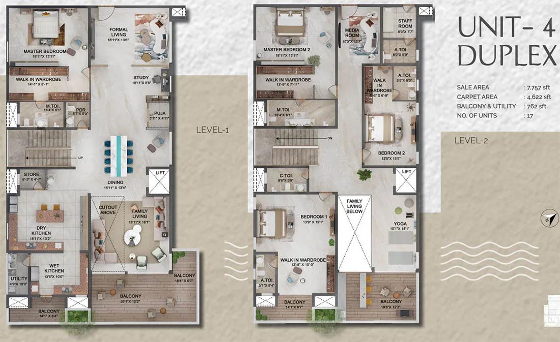 Prestige Vaishnaoi Rainbow Waters floor plan, about 5,449 sq ft