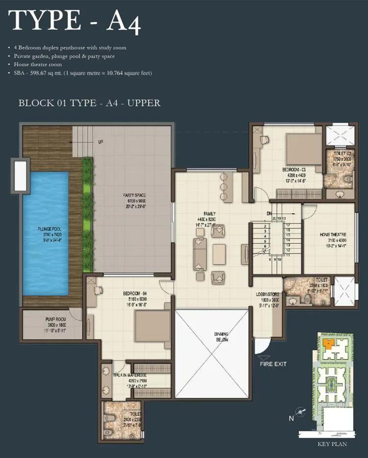 Sobha Morzaria Grandeur 4 BHK floor plan