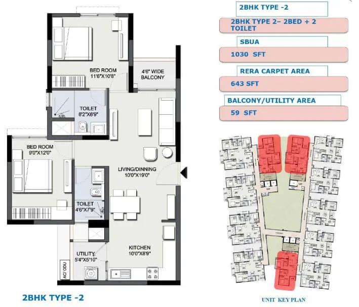 Sipani Samuha 2 BHK floor plan