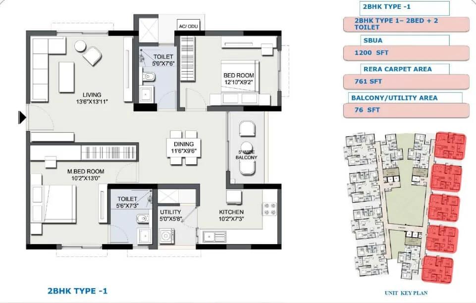 Sipani Samuha 2 BHK floor plan