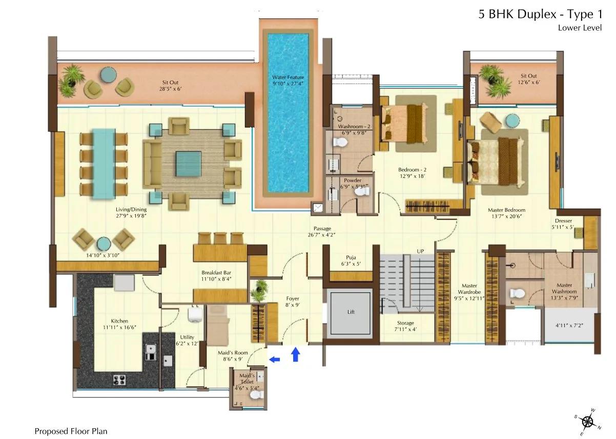 Peninsula Heights 5 BHK floor plan