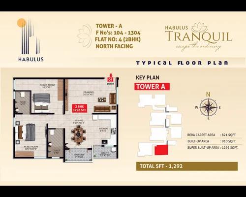 Habulus Tranquil 2 BHK floor plan, about 1,292 sq ft