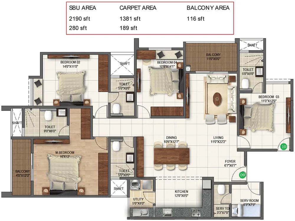Sumadhura Folium Phase 4 3 BHK floor plan, about 2,470 sq ft