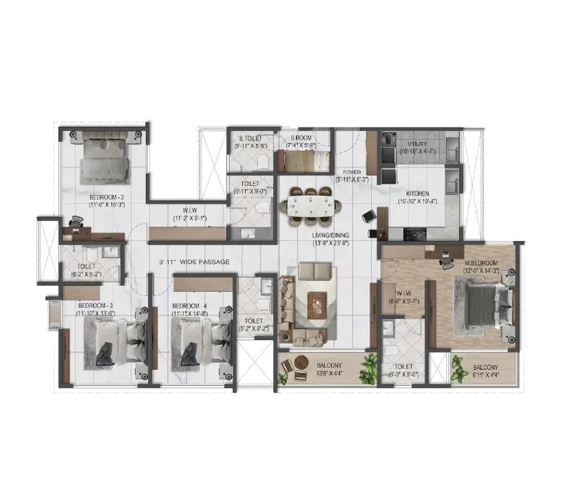 Sumadhura Solace 4 BHK floor plan
