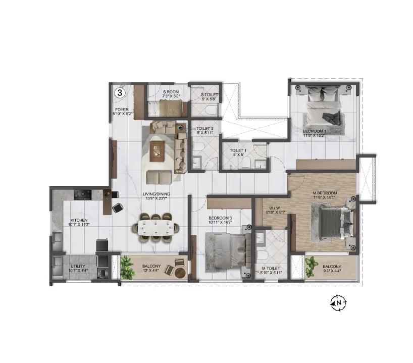 Sumadhura Solace 4 BHK floor plan