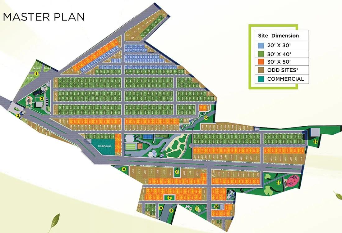 Layout plan of Sattva Green Groves Plots