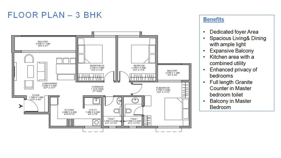 Godrej Nurture Electronic City 3 BHK floor plan
