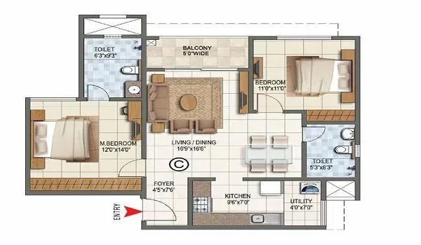 Embassy Knowledge Park Apartment floor plan 1