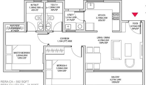 Godrej Splendour 2 BHK floor plan