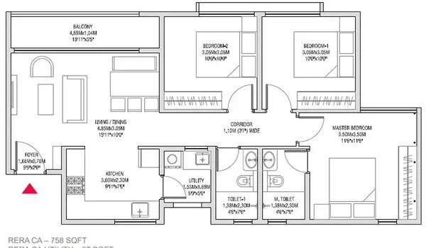 Godrej Splendour 3 BHK floor plan