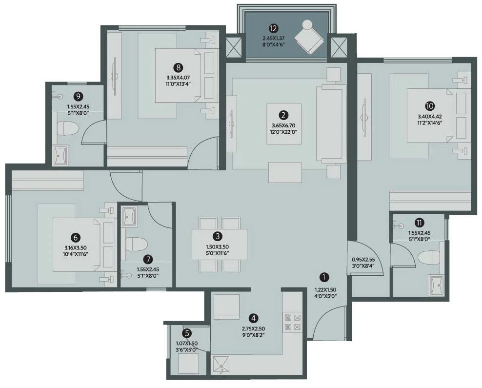 House of Hiranandani OMR floor plan 3