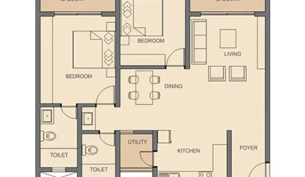 Rohan Avriti 2 BHK floor plan