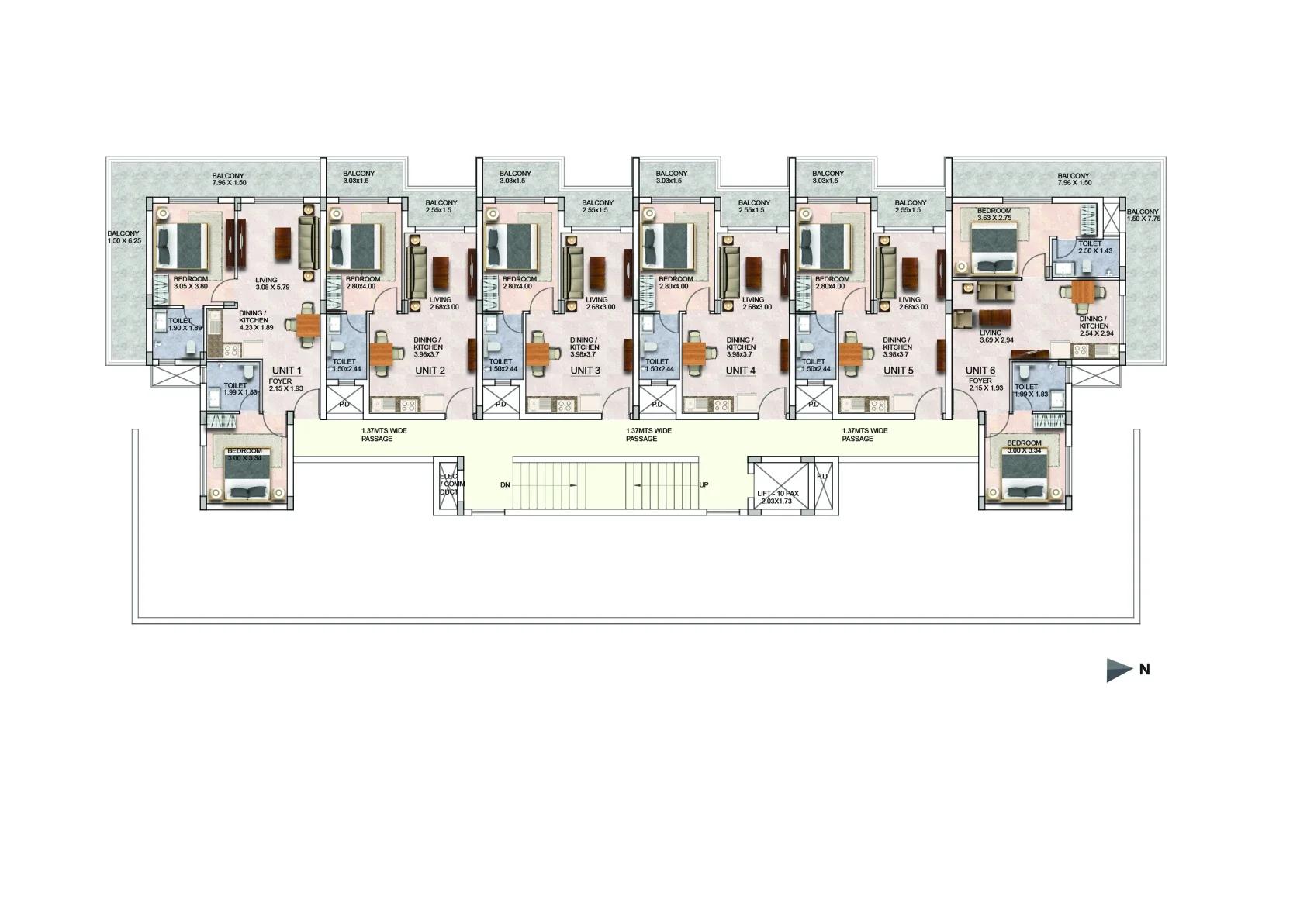 Sattva Water's Edge II River block typical floor plan