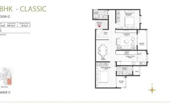 Sumadhura Belfort 2 BHK Classic floor plan