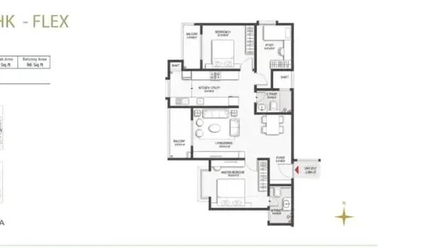Sumadhura Belfort 2.5 BHK Flex floor plan
